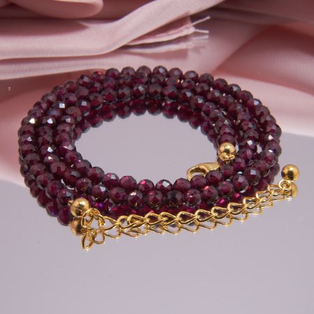 Damen Granat Kette rot, facettierte Kugeln